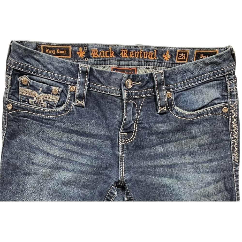 ROCK REVIVAL Womens BETTY EASY BOOT Jeans Size 28 (32x31) Rhinestone - C121